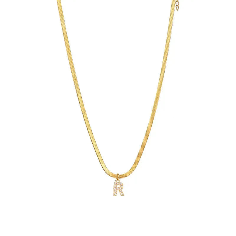 Melly® Diamond Initial Herringbone Necklace