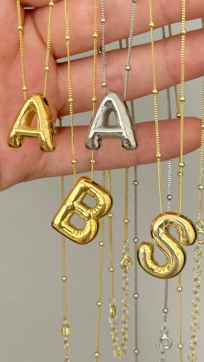 Bubble Letter Initial Necklace