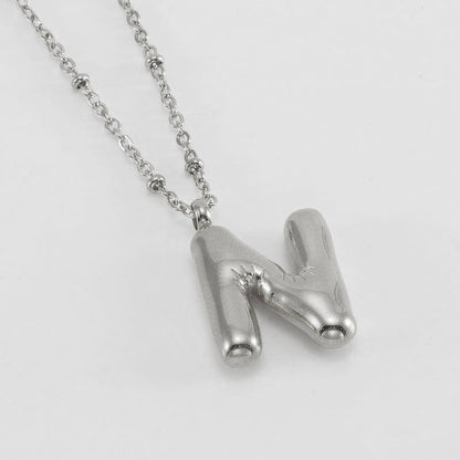Bubble Letter Initial Necklace