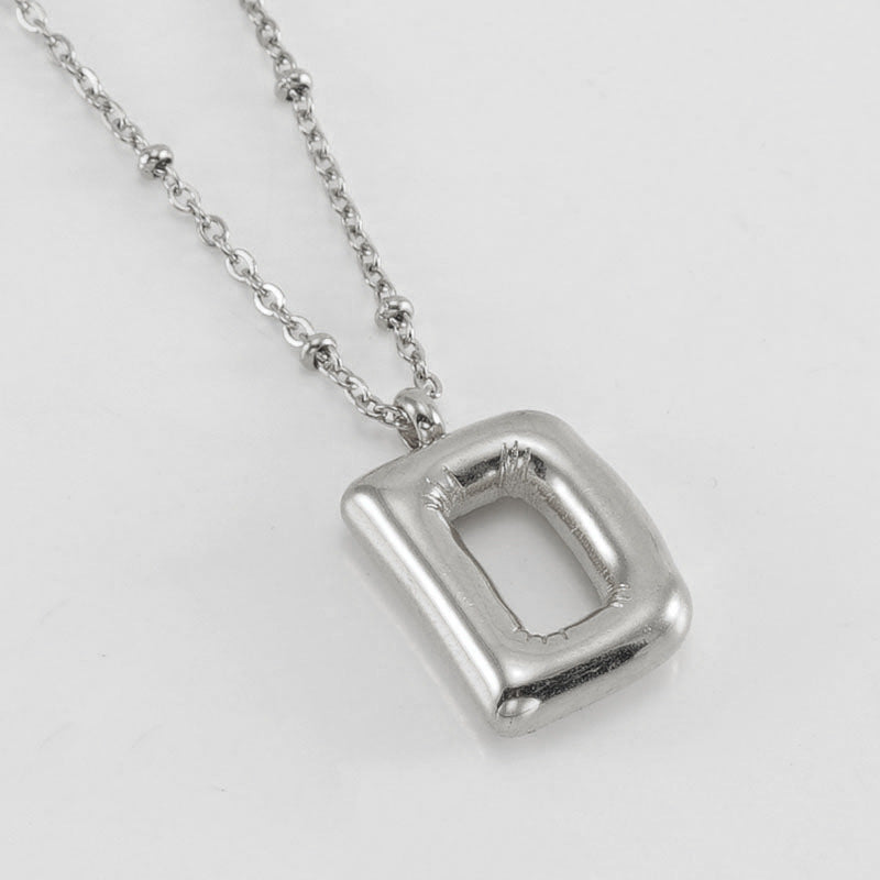Bubble Letter Initial Necklace