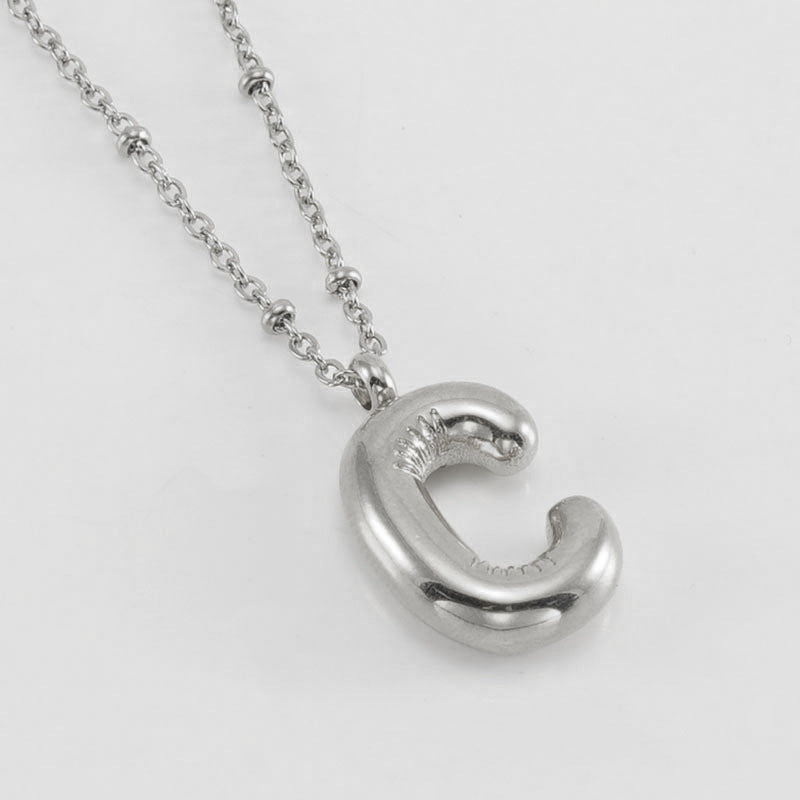 Bubble Letter Initial Necklace