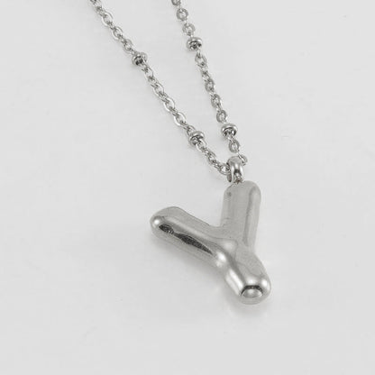 Bubble Letter Initial Necklace