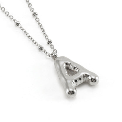 Bubble Letter Initial Necklace