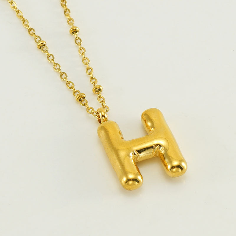 Bubble Letter Initial Necklace
