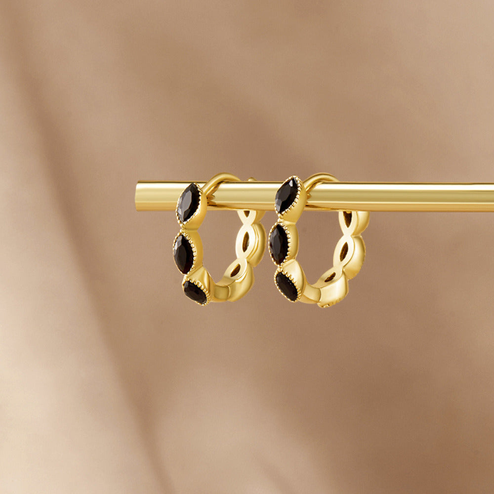 Onyx Tiny Hoop Earrings