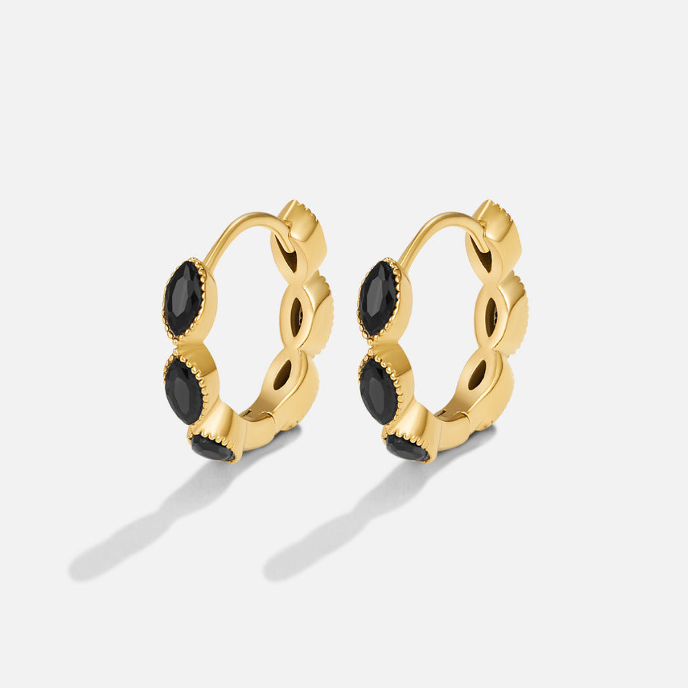 Onyx Tiny Hoop Earrings
