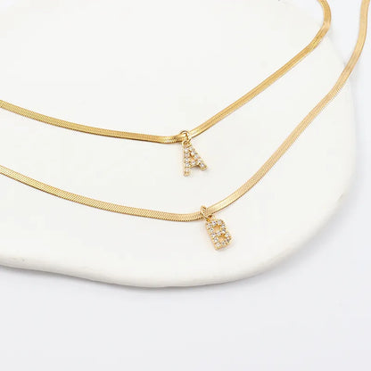 Melly® Diamond Initial Herringbone Necklace
