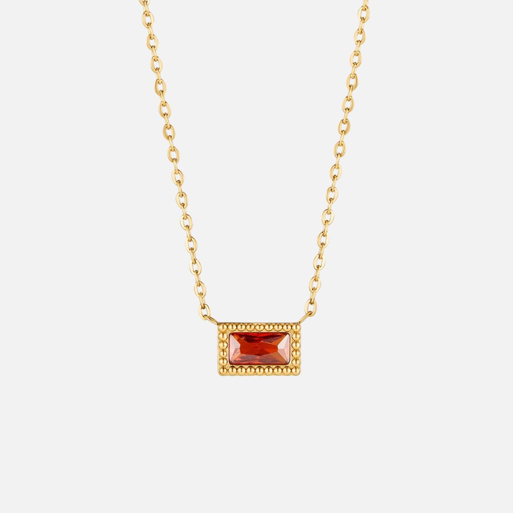 Baguette Birthstone Necklace