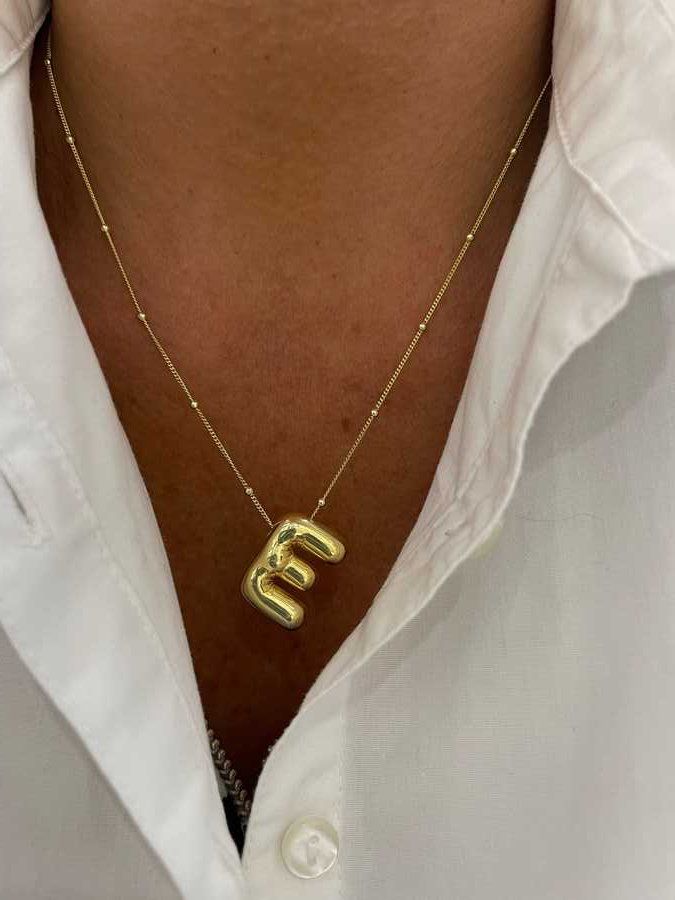 Bubble Letter Initial Necklace