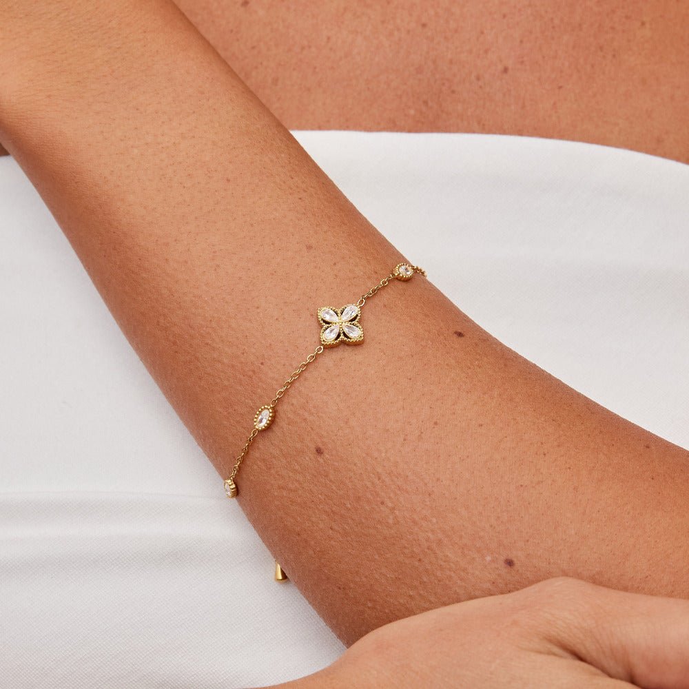 Four Leaf Clover Crystal Bracelet