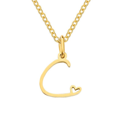 Gold Letter Heart Necklace