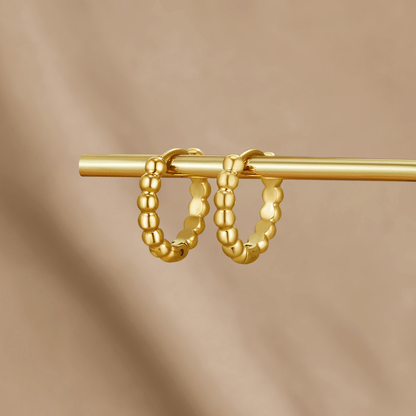 Leona Gold Bead Hoop Earrings