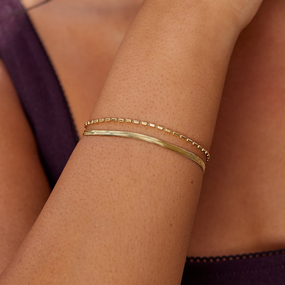 Selene Snake & Bead Chain Bracelet