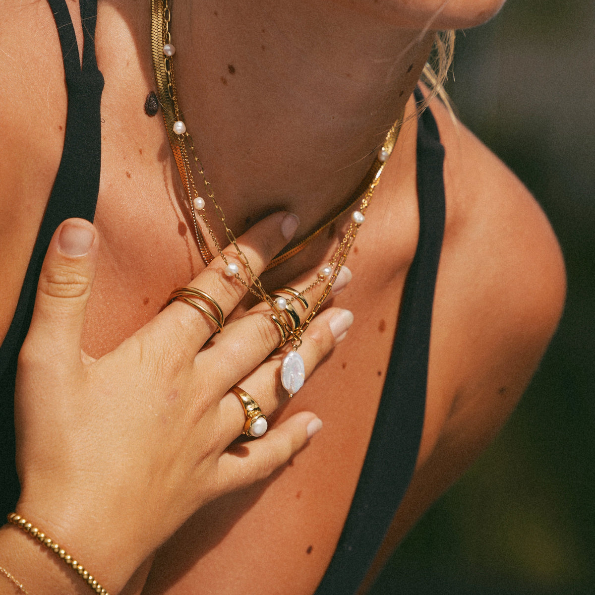 Hanalei Pearl Coin Paperclip Necklace