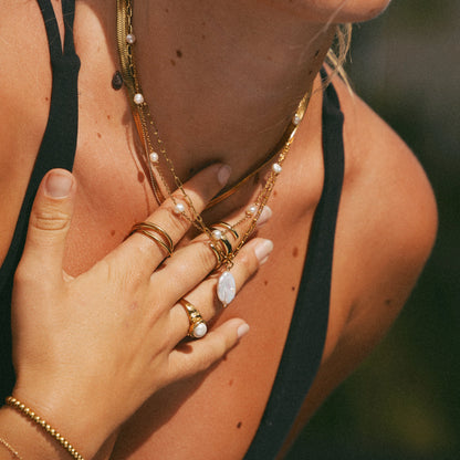 Hanalei Pearl Coin Paperclip Necklace