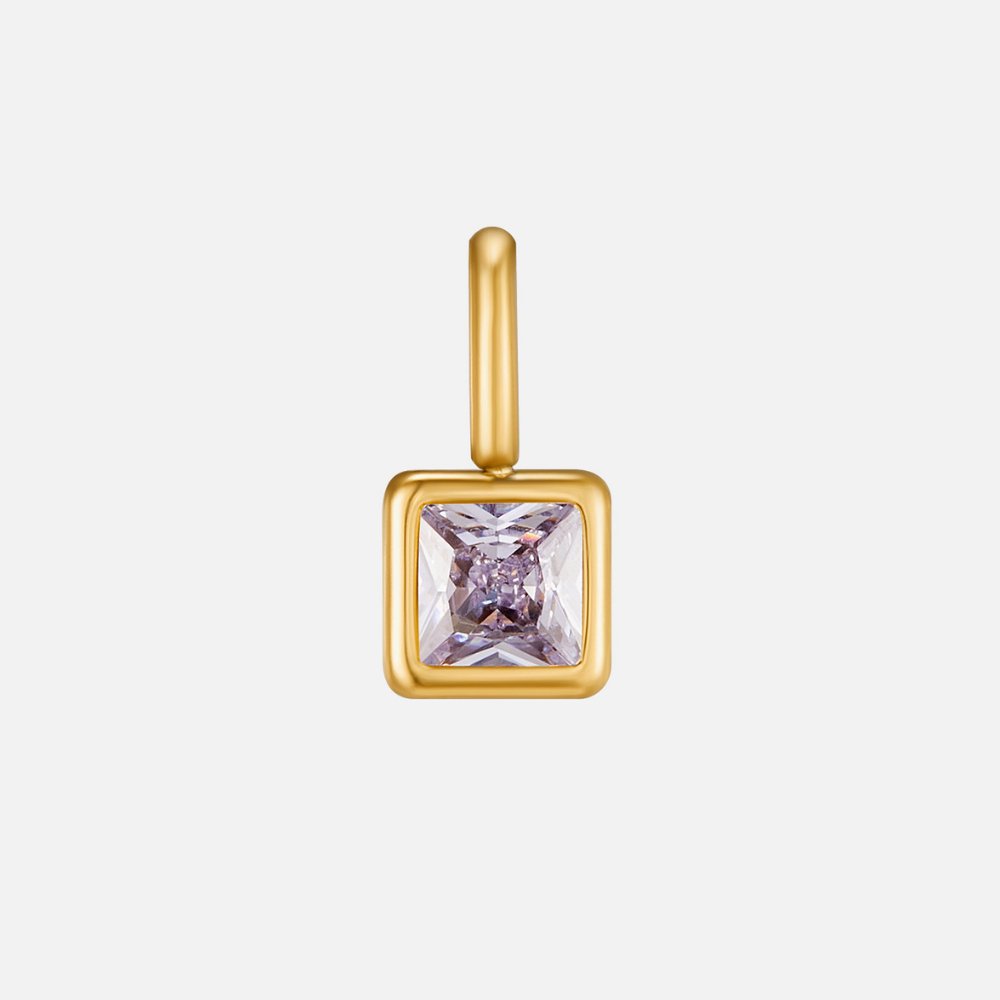 Square Pendant Birthstone Necklace