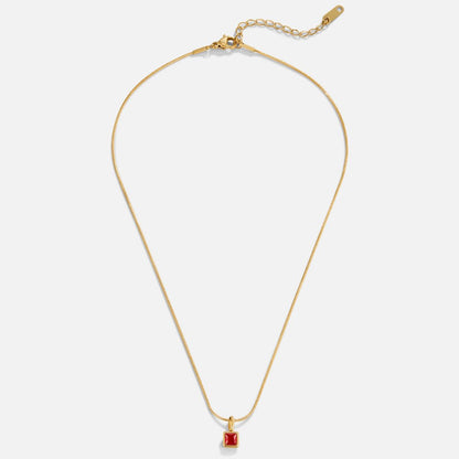 Square Pendant Birthstone Necklace
