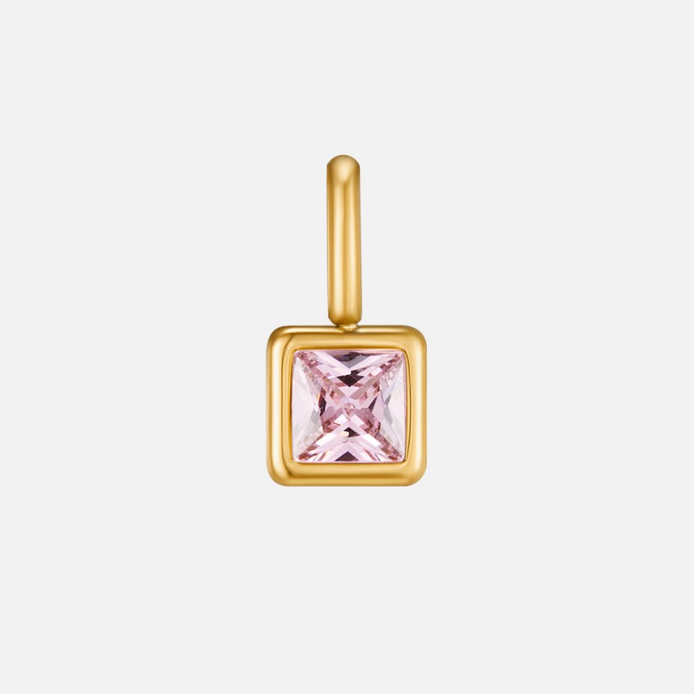 Square Pendant Birthstone Necklace