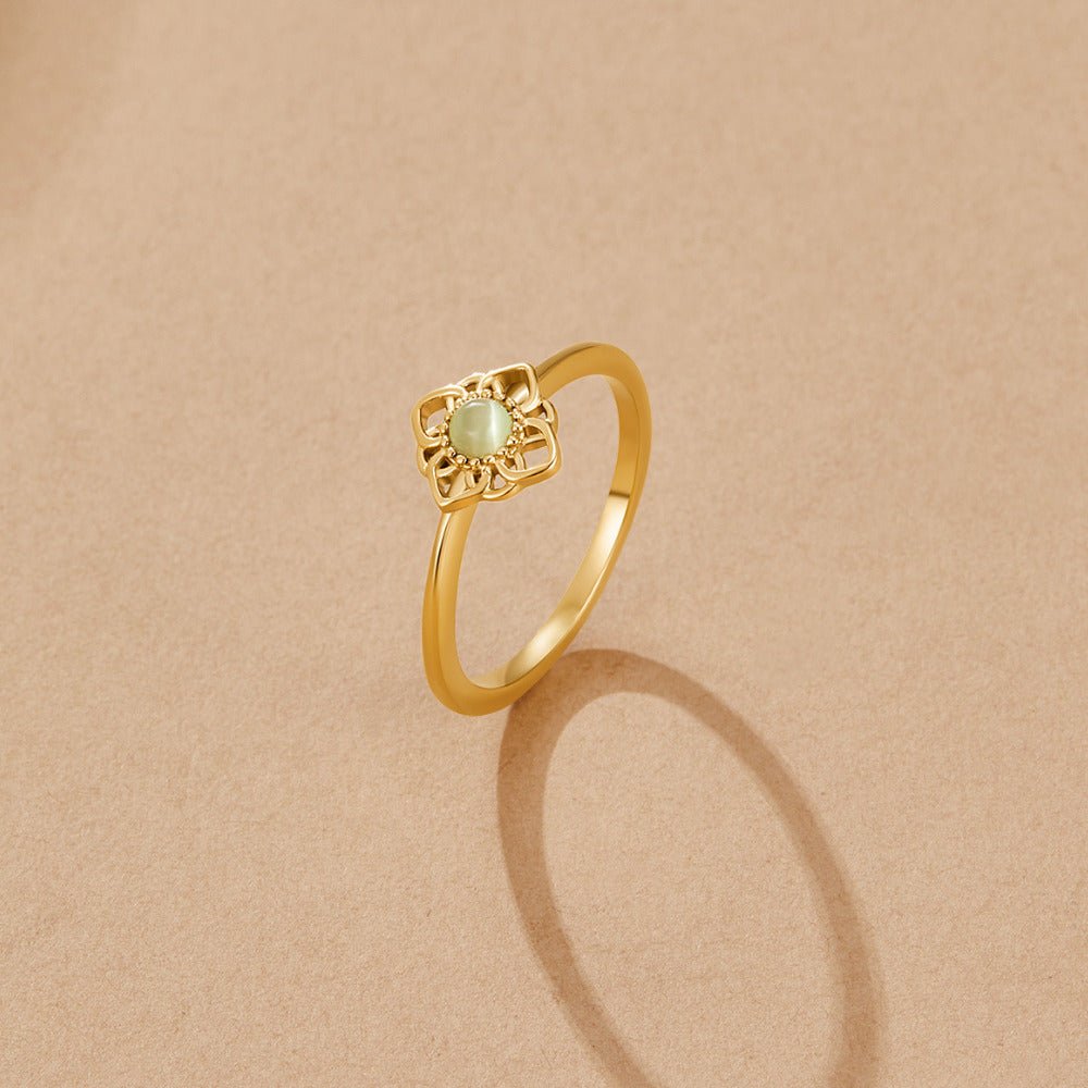 Vintage Lotus Flower Opal Ring